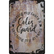 Wall Sign Tossing my fears catching my dreams color guard flag hearts Decorative Art Wall Decor Funny Gift