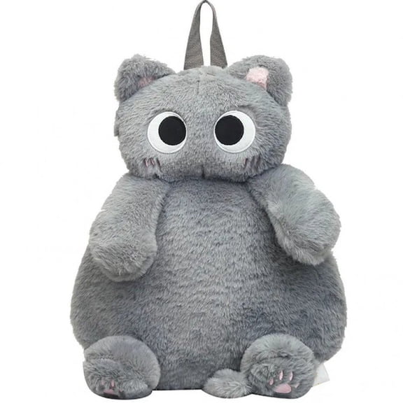 Plush Cat Backpack Cute Animal Bag Shoulder Bag with Adjustable Straps Cartoon Travel Backpack Fluffy Backpack