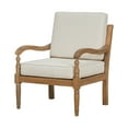 thumbnail image 2 of Christopher Knight Home Classic Carved Outdoor Lounge Chair with Cushions, Solid Wood Frame, Beige, 2 of 11