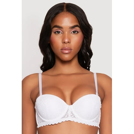 Womens Scalloped Trim Lace Balconette Bra | Convertible to Strapless
