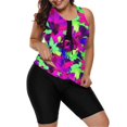 thumbnail image 3 of Traje de baño Tankini LALAGEN 2025, talla grande para mujer, morado y verde, 3 of 3