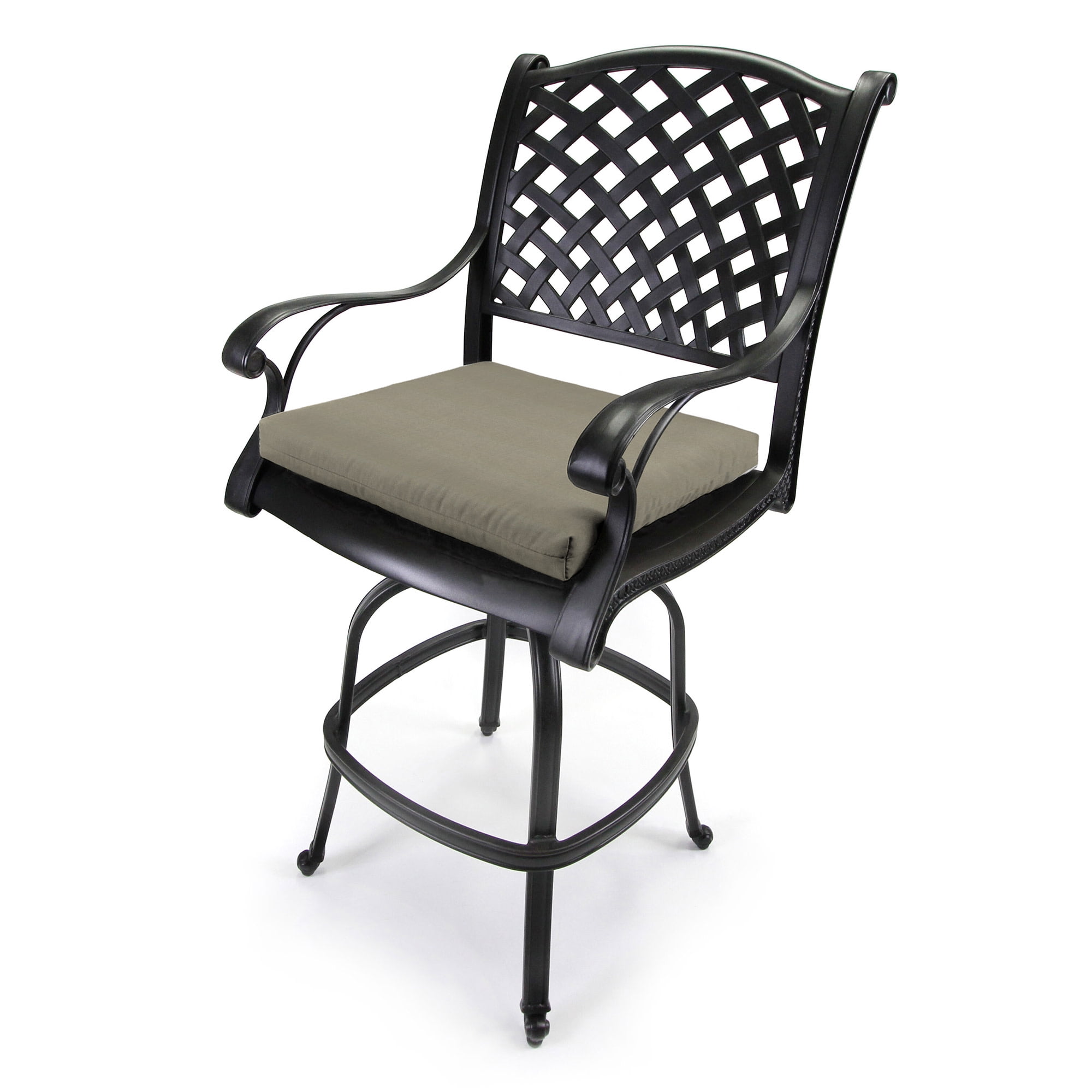 Jordan Manufacturing Sunbrella 17" x 19" Canvas Taupe Solid Rectangular Outdoor Chair Pad Seat Cushion with Ties (2 Pack)