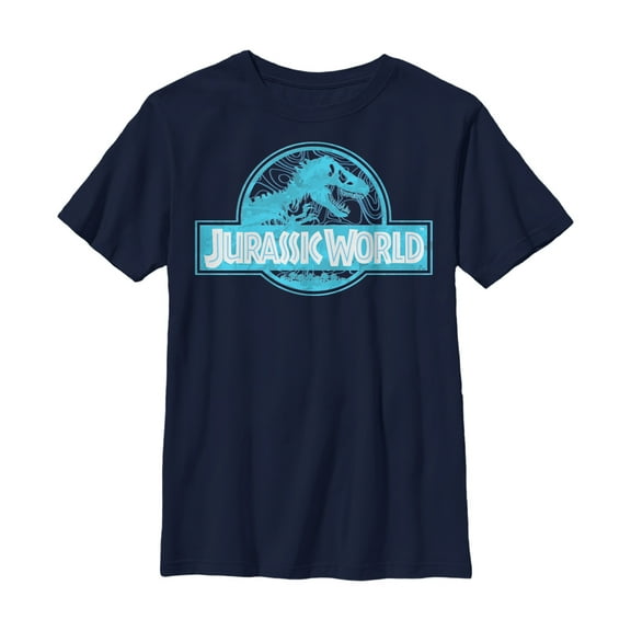 Boy's Jurassic World T. Rex Topographic Logo Graphic Tee Navy Blue X Small