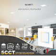 thumbnail image 3 of NUWATT 6 Pack 6 Inch Square Ultra-Thin LED Recessed Lighting, Selectable 2700K/3000K/3500K/4000K/5000K, High Brightness 1050 Lumens Dimmable, White Canless Slim Wafer Light, IC Rated, Metal J-Box, 3 of 9