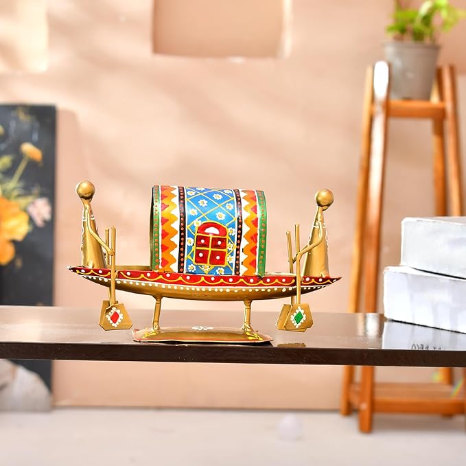 Home Decor Decoration Items for Living Room,Metal Boat Naav Showpiece Multicolor,19.5cm,10.5cm