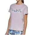 thumbnail image 4 of Calvin Klein Women's Soft Crew Neck Rolled Sleeve Graphic Logo T-shirt (City Tag Orchid, XS), 4 of 4