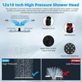 thumbnail image 3 of Hibbent All Metal Rain Shower Head, 10'' High Pressure Rainfall Showerhead with 16" Shower Head Extension Arm, Solid Brass Adjustable Shower Arm Extender, Waterfall Fixed Showerheads, Matte Black, 3 of 7