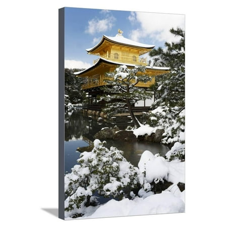Golden Pavilion (Kinkaku-ji), UNESCO World Heritage Site, in winter, Kyoto, Japan, Asia Stretched Canvas Print Wall Art By Damien