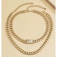 thumbnail image 5 of 2 Pcs Chunky Chain Necklace Inlaid Shiny Rhinestone Adjustable Hip Hop Style Punk Necklace Set, 5 of 5