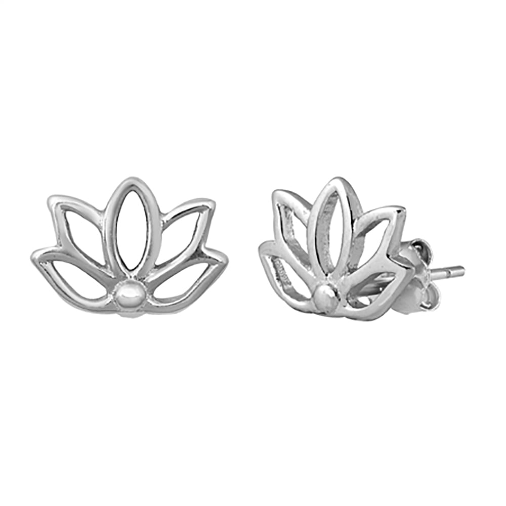 925 Sterling Silver Lotus Flower Kids Girls Women Stud Earrings Jewellery 