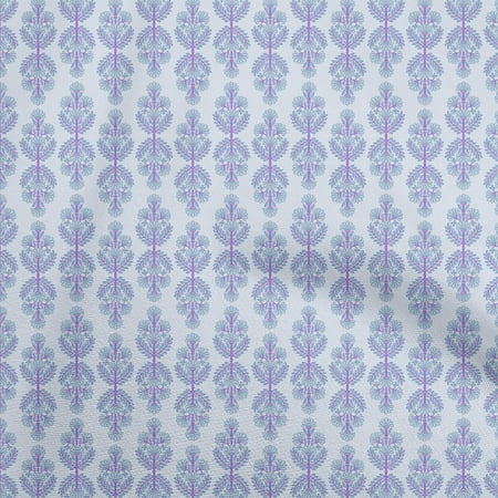 oneOone Velvet Light Blue Fabric Asian Block Print Quilting Supplies Print Sewing Fabric By The Yard 58 Inch Wide