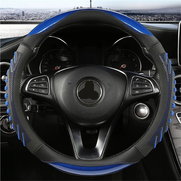Honeycomb Steering Wheel Cover  Durable Leather Cover with Anti-slip Linning Universal 14.5-15in