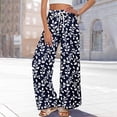 thumbnail image 6 of Dress Pants Women Petite High Waisted Wide Leg Summer Beach Vacation Pants Boho Lounge Casual Palazzo Trousers, 6 of 8