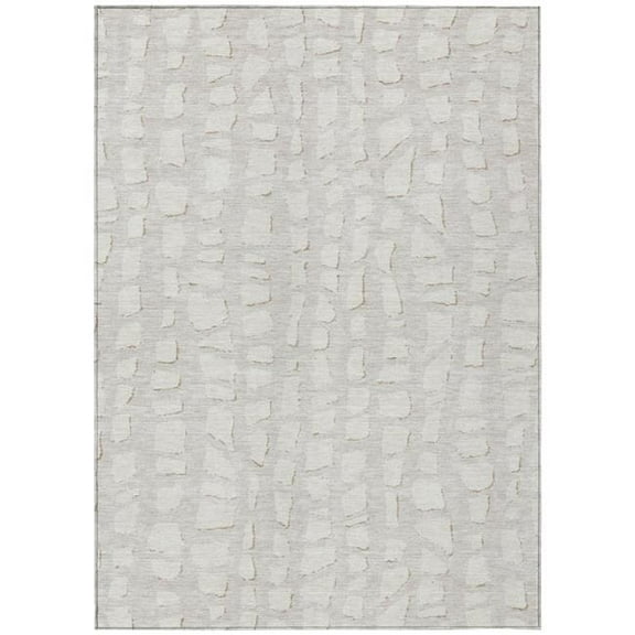 HomeRoots 585073 8 x 10 ft. Abstract Washable Indoor & Outdoor Rectangle Area Rug, Ivory & Beige