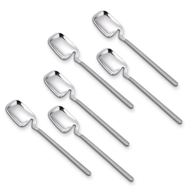 Cucharas de café Cucharas de acero inoxidable Postre de chocolate Colgando mango largo Tamas Copias de restaurante Home Restaurant Cuchara Accesorios Silver 6 paquetes Noticed HA059627-01