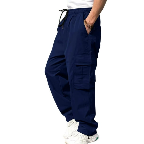 Ceisia Men's Multi Pocket Work Pants, Solid Color Loose Straight Leg for Gift Casual & Work Wear
