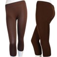 thumbnail image 4 of Womens Sexy Seamless Capri Leggings Tights Stretch Cropped Skinny Long Hot Brown, 4 of 5