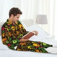 thumbnail image 6 of Sikiie Happy Halloween Floral Mens Pajama Set, Soft Warm Long Sleeve Sleepwear, Cozy Button-Down Pjs for Men-, 6 of 7