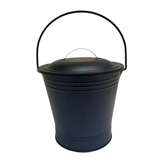 Cubo de cenizas,Cubo de cenizas para chimenea con tapa Herramienta para chimenea,Cubo de metal de hierro con asa resistente al calor,Cubo de carbón eficiente,multifuncional y resistente,Pozos