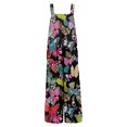 thumbnail image 5 of Women's Floral Romper - Summer Casual Sleeveless Cotton Overalls with Pockets & Adjustable Straps ,Black,L, 5 of 8