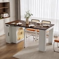 thumbnail image 3 of HORIZON Extendable Dining Table With 3 Removable Middle Leaves, Mobile Rolling Island Table With Power Outlet, Saving-space Cabinet With Storage For Dining Room And Living Room,Walnut, 3 of 22