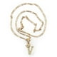 thumbnail image 2 of Cadena y dije de brillos con corona de oro laminado letra V, 2 of 7