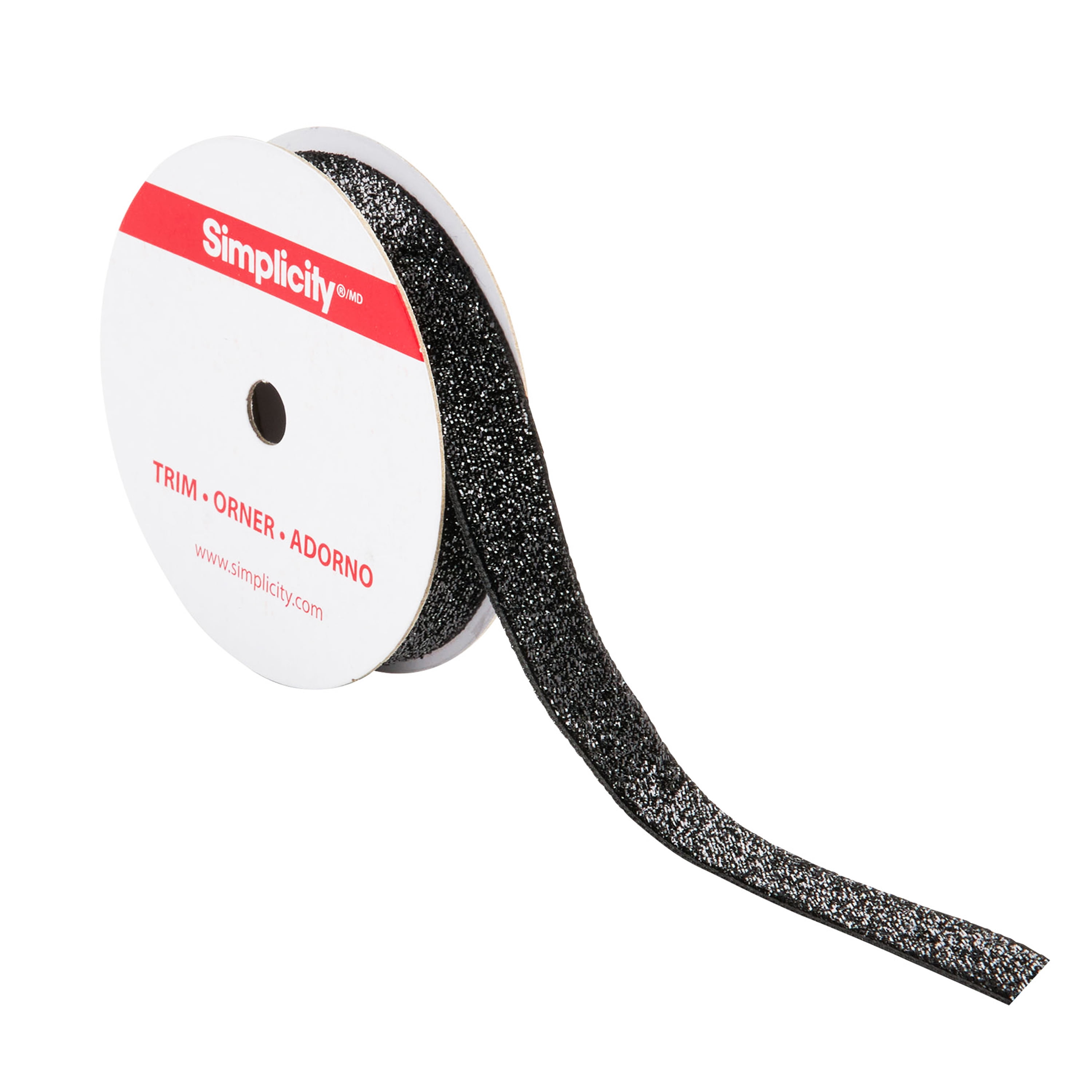 Simplicity Trim, Black 5/8 inch Metallic Velvet Trim Great for Apparel