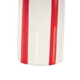 thumbnail image 5 of DecMode 12" Round Red Ceramic Vase with White Vertical Stripes, 5 of 9
