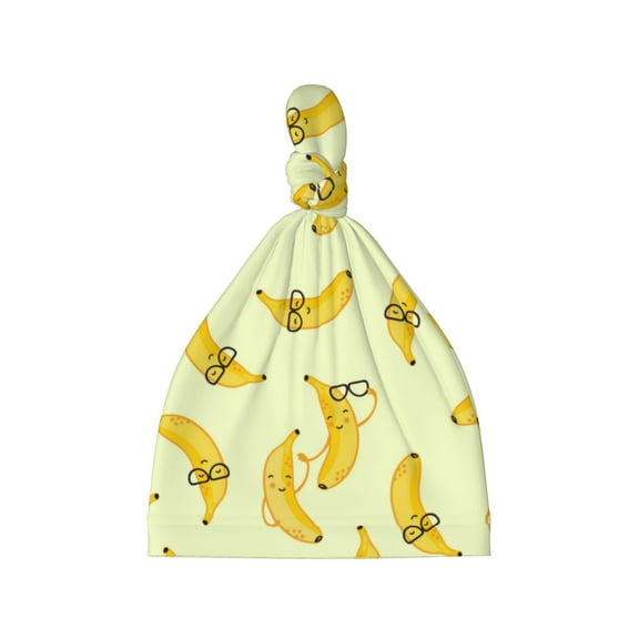 Cauagu Bananas Print Baby Knot Beanie Hats Newborn Hats Soft Headwear for 0-6 Months Infant Baby Girls Boys Caps