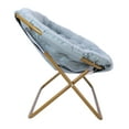 thumbnail image 6 of Emma + Oliver Folding Double Saucer Chair in Dusty Aqua Faux Fur with a Soft Gold Steel Frame for Dorm, Living Room, or Bedroom, 6 of 13