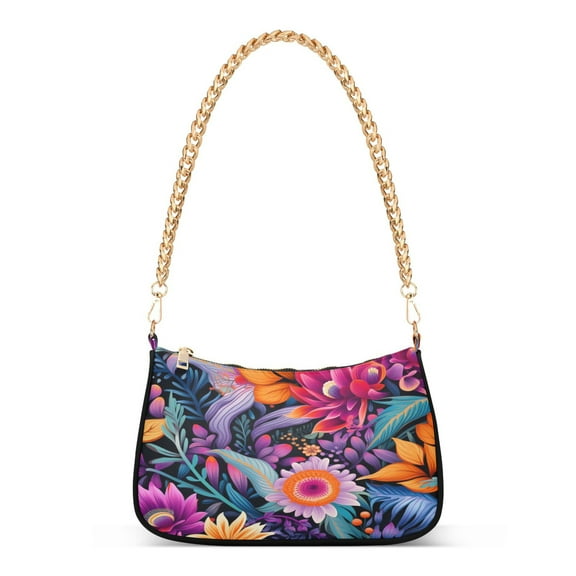 Ryvnso Clorful Floral Womens Chain Shoulder Bag Tote Handbags Clutch Hobo Purse with Zipper for Travel