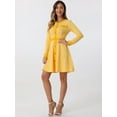 thumbnail image 2 of DARING DIVA Women's Houndstooth Round Neck A Line Plaid Dresses L Yellow, 2 of 6