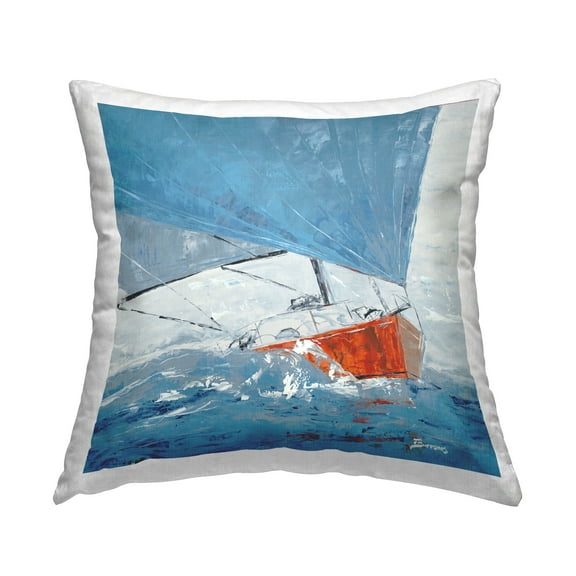 Stupell Industries Crashing Waves Against Boat Decorative Printed Throw Pillow Design by John Burrows.