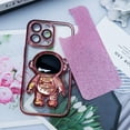 thumbnail image 4 of Funda 6D Bling Astronaut para iPhone 12 Pro, con baño líquido, purpurina flotante y arena movediza, para mujer y niña, color rosa (Astronauta fijo, sin soporte), 4 of 8