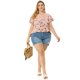 thumbnail image 3 of Women's Plus Size Top Floral Lace Panel Keyhole Back Flare Sleeve Blouse Pink 2X, 3 of 7