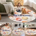 thumbnail image 6 of Welcome Yellow Seashell Round Living Room Rugs 7 ft, Ocean Starfish Summer Washable Area Rug with Non-Slip Sturdy Edge Binding Round Carpet for Kitchen Office Bedroom, 6 of 9
