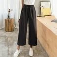 thumbnail image 2 of HVOBTTY Women's Straight Leg Wide Leg Pants, Fall Pants for Women, Women's Casual Solid Color High Waisted Belted Daily Wear Wide Leg Pants Black, M, 2 of 5