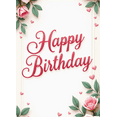 thumbnail image 3 of Floral Design Happy Birthday Banner Romantic Style Pink Roses Birthday Decoration for Celebration Indoor Party Event, 3 of 7
