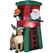 7' Gemmy Airblown Inflatable Hunting Santa in Deer Stand Deluxe Yard Decoration 883041