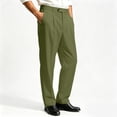 thumbnail image 4 of Mens Casual Dress Pants Loose Fit Slacks for Men with Belt Loops | Pleated Wide Leg, Old Money Style, Stretch Waist, Zip Fly, Suitable for Fashion, Daily Wear, Travel Army Green, 4 of 6