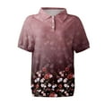 thumbnail image 3 of NAMTYQX Women's Blouses & Shirts Soft Womens Golf Shirts Short Sleeve Casual Lapel V Neck Casual Wine Size S, 3 of 5