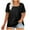 Black, variant on WREESH Plus Size Women's T-Shirts Solid Color Square Neck Short Sleeve Loose Tops Black