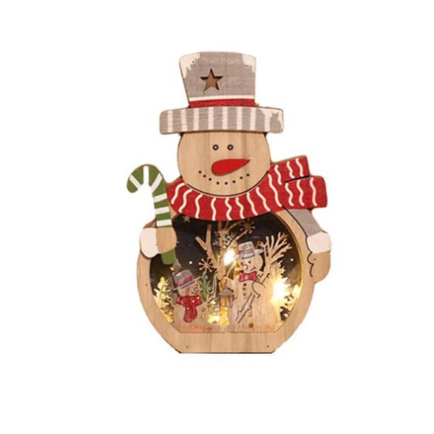 Navidad Luminoso Led Adorno De Madera De Papá Noel Para Decoraciones Navideñas Advancent HA043601-02
