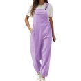 thumbnail image 7 of BLVB Women's Fashion Baggy Loose Linen Bib Overalls Jumpsuit Casual Sleeveless Taper Pants Outfits Rompers with Pockets, 7 of 7