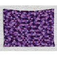 thumbnail image 1 of Geometric Tapestry, Triangle Grid Pattern Mosaic Tile in Lavender Plum Purple Amethyst Tones of Color, Wall Hanging for Bedroom Living Room Dorm Decor, 80W X 60L Inches, Multicolor, by Ambesonne, 1 of 2