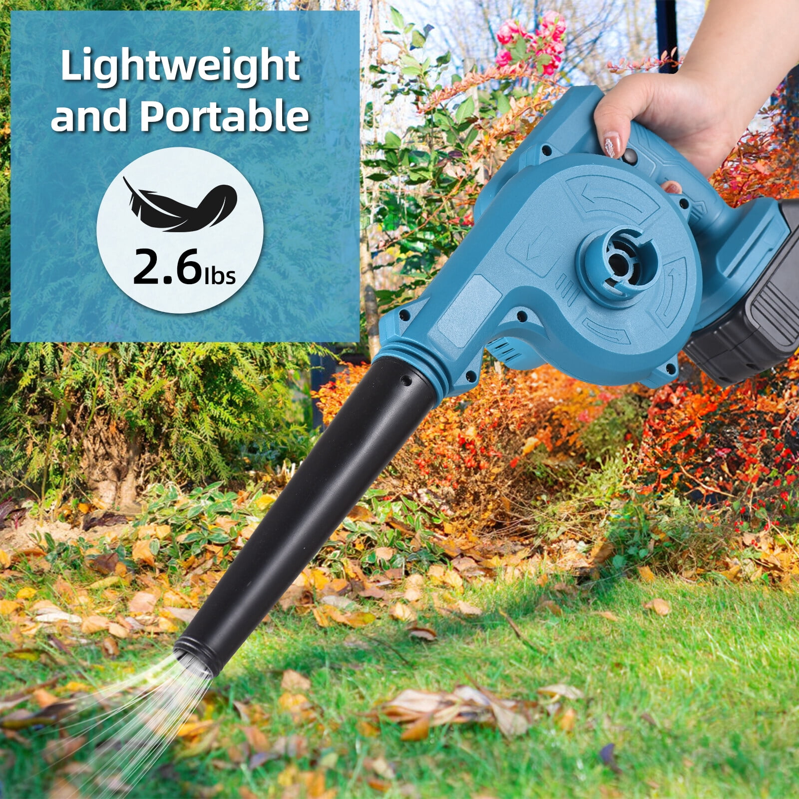 Cordless Leaf Blower with Battery 2-in-1 21V Cordless Electric Blower and Vacuum Cleaner 63MPH Handheld Battery Powered Small Blower for Lawn Care/Dust/Pet Hair with Dust Bag