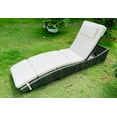 thumbnail image 2 of Outdoor Foldable Chaise Pool Lounge Chair Folding Wicker Rattan Sun Bed Patio Couch Reclining Lounger Adjustable Padded Backrest Pillow Assembled, 2 of 5