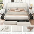 thumbnail image 5 of Breltam King Size Upholstered Platform Bed Frame with 4 Storage Drawers and Vertical Linen Wingback Channel Tufted Headboard, 5 of 9