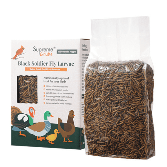 Supreme Grubs Dried Black Soldier Fly Larvae Chicken Treats 1LB – High Calcium, Protein-Rich, All-Natural Poultry Feed Supplement