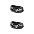 thumbnail image 1 of Sonducket Pulseras de cuero Vintage, de cuentas de cristal, joyería hecha a mano, cuerda tejida, broche bohemio para mujer Negro 2Conjunto, 1 of 6
